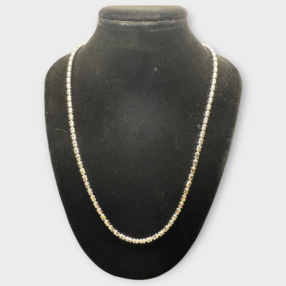 18” Sterling Silver Barrel Link Chain Necklace